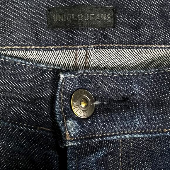 Men's Uniqlo Jeans Slim Straight Kaihara Dark Faded Denim Jeans - 33x32 - Picture 5 of 8
